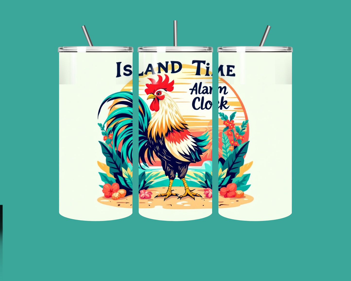 Island Time Tumbler Lid and Straw Detai